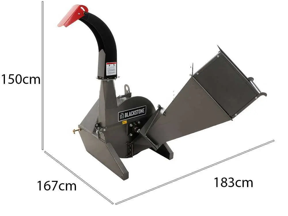 Triturador de madeira Blackstone BTC100 com trator, com sistema de corte de 4 lâminas - diâmetro da madeira 100 mm